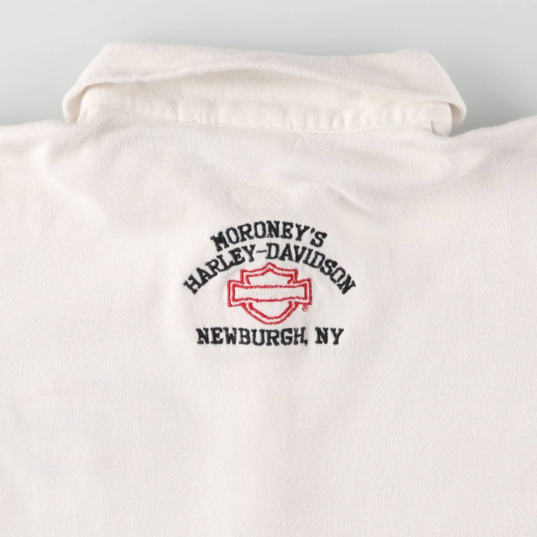 Harley-Davidson Short Sleeve Polo Shirt Made in USA Women's M cotton white type Vintage Second Hand