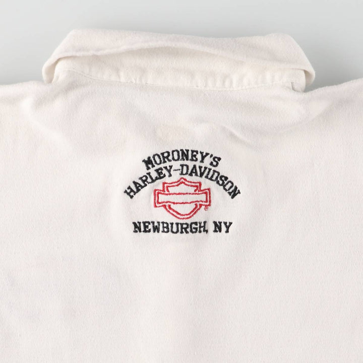 Harley-Davidson Short Sleeve Polo Shirt Made in USA Women's M cotton white type Vintage Second Hand