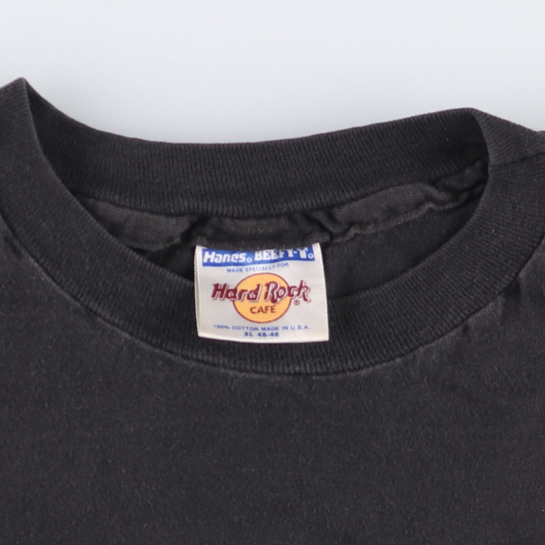 90'S Hanes HARD ROCK CAFE Advertising T-shirt Made in USA Men's XL Vintage cotton black type Vintage Second Hand