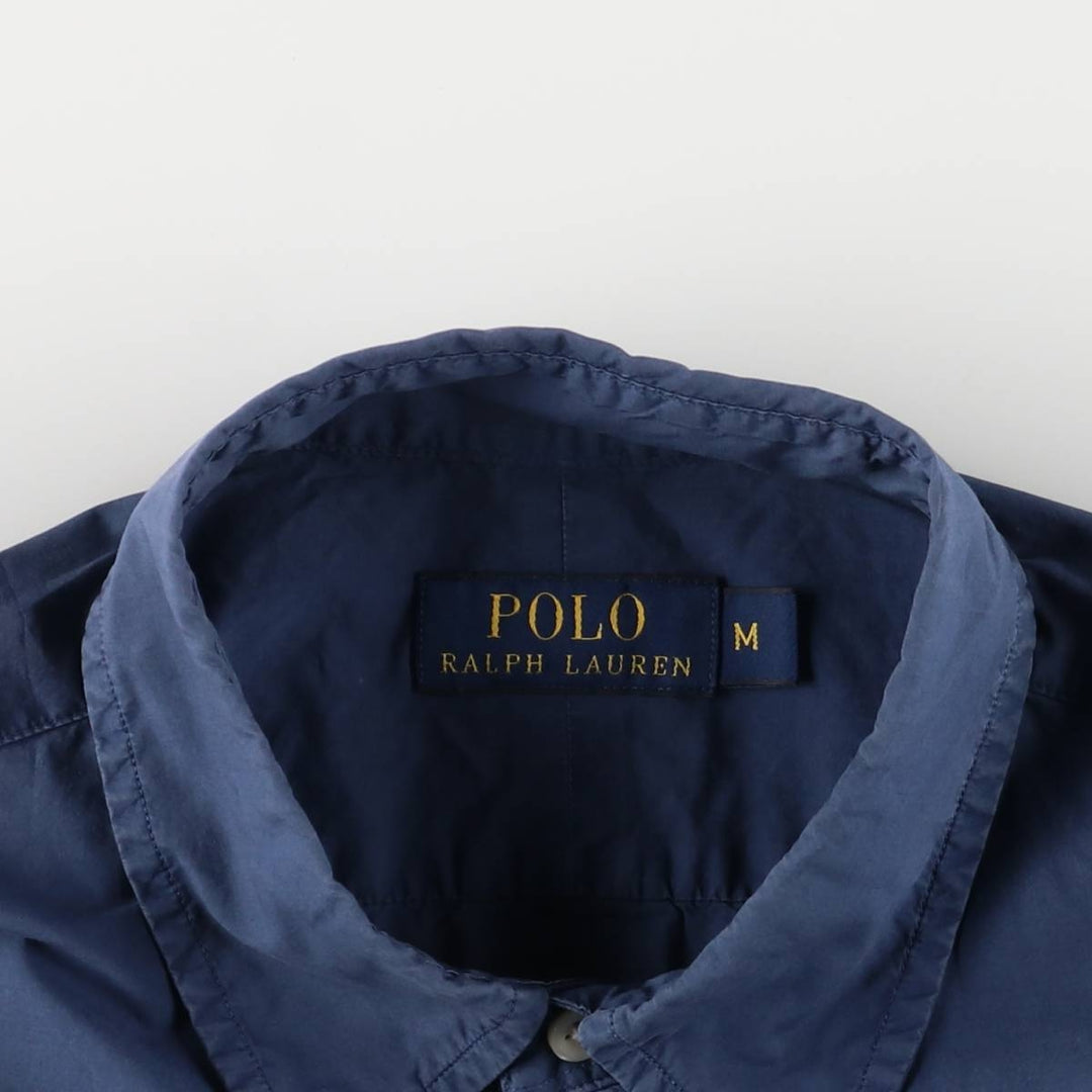 Ralph Lauren POLO RALPH LAUREN short sleeve button down shirt men's M equivalent cotton navy blue type Vintage Second Hand