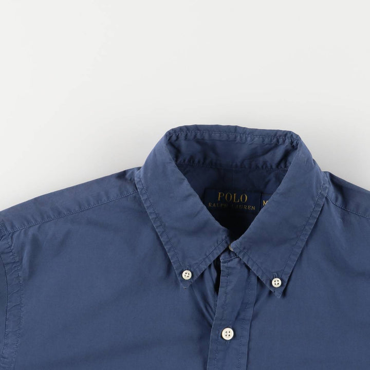 Ralph Lauren POLO RALPH LAUREN short sleeve button down shirt men's M equivalent cotton navy blue type Vintage Second Hand