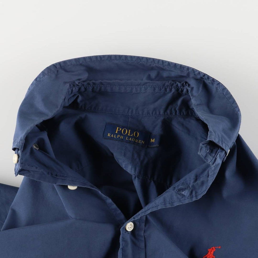 Ralph Lauren POLO RALPH LAUREN short sleeve button down shirt men's M equivalent cotton navy blue type Vintage Second Hand