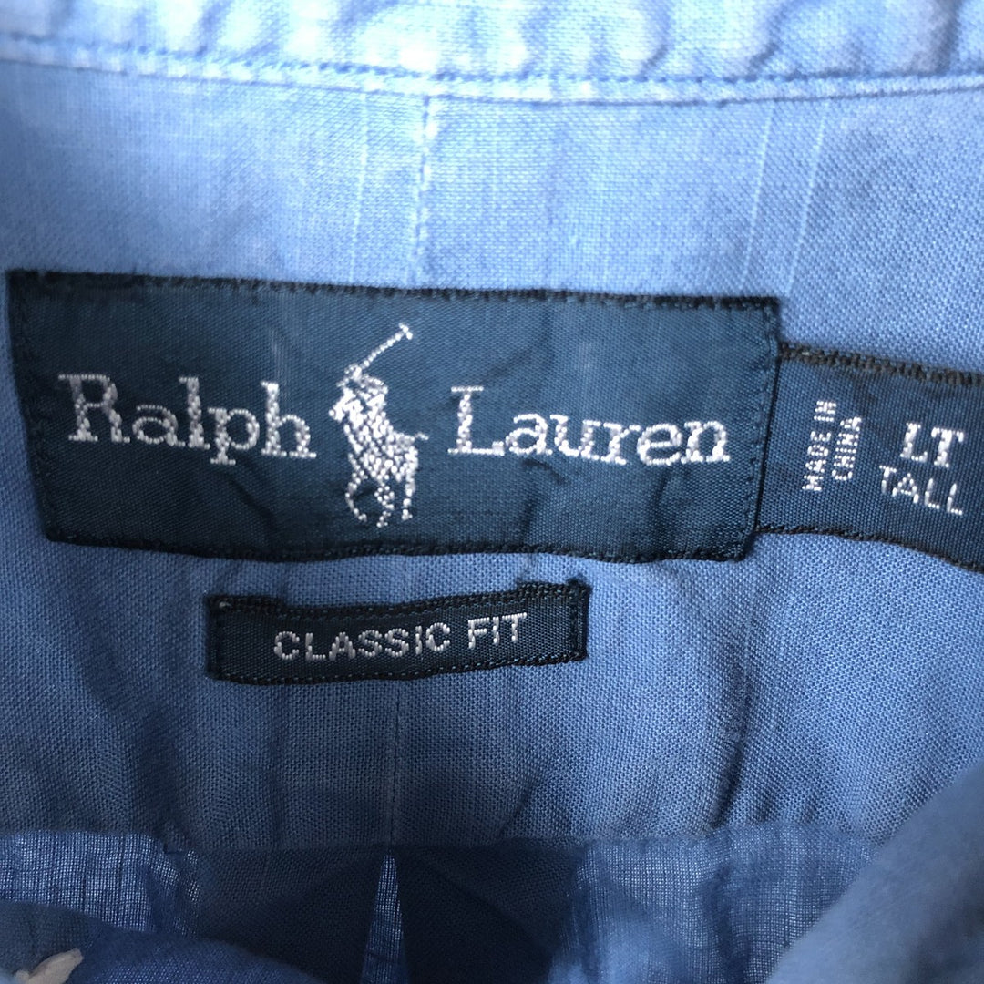Ralph Lauren Classic Fit Long Sleeve Linen Shirt, Men's XL linen blue type Vintage Second Hand