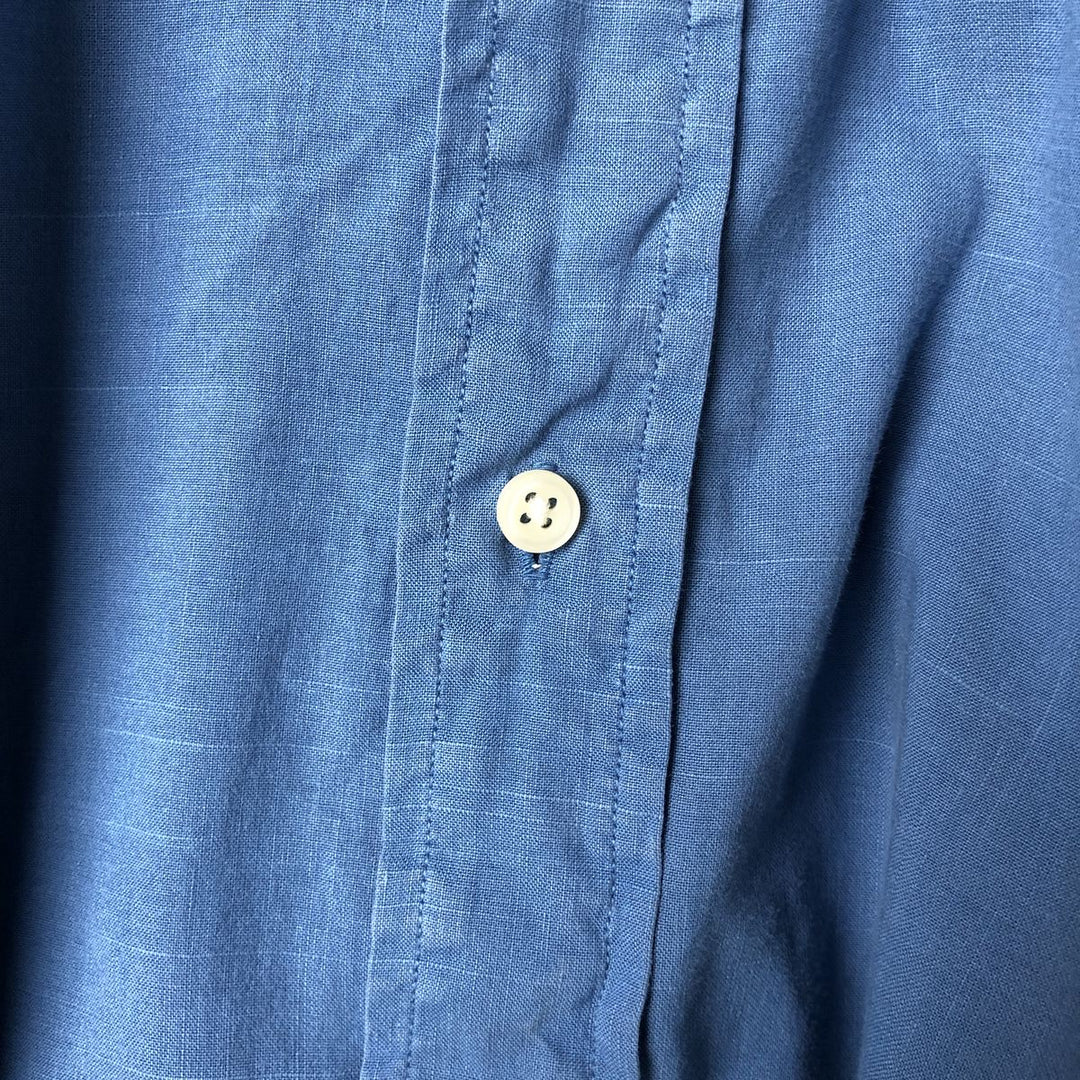 Ralph Lauren Classic Fit Long Sleeve Linen Shirt, Men's XL linen blue type Vintage Second Hand