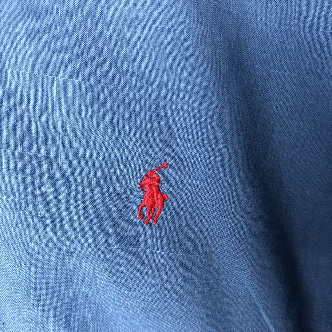 Ralph Lauren Classic Fit Long Sleeve Linen Shirt, Men's XL linen blue type Vintage Second Hand