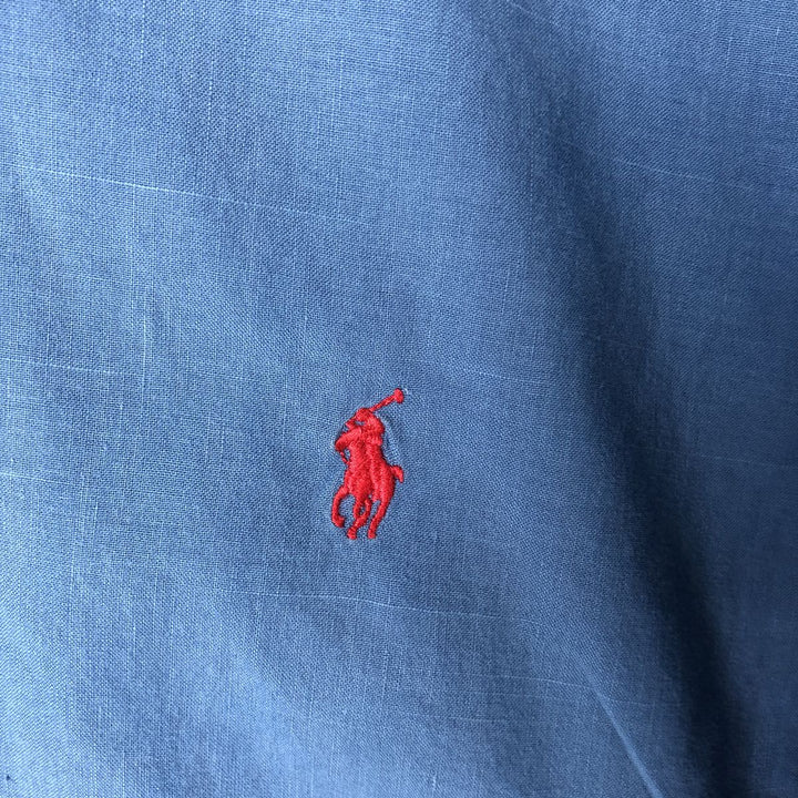 Ralph Lauren Classic Fit Long Sleeve Linen Shirt, Men's XL linen blue type Vintage Second Hand
