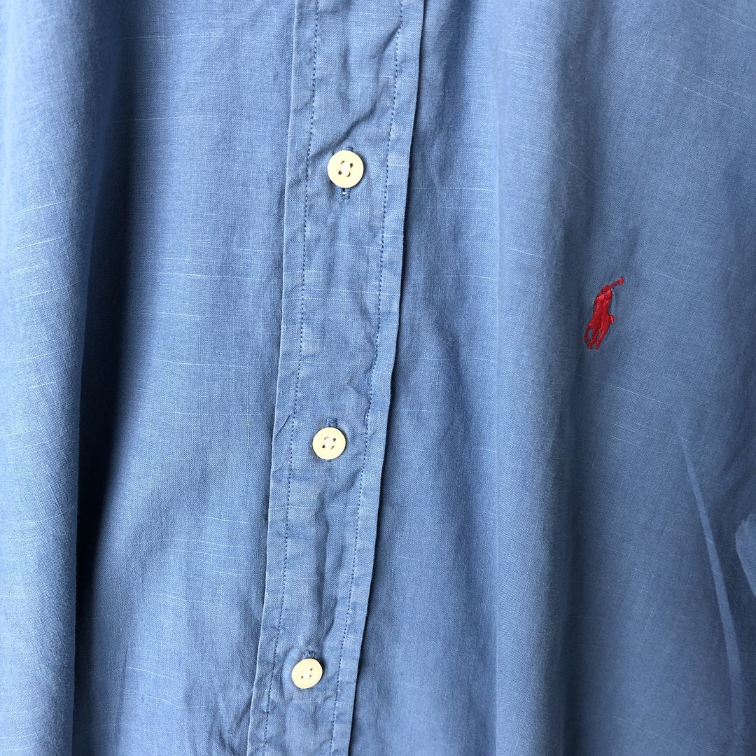 Ralph Lauren Classic Fit Long Sleeve Linen Shirt, Men's XL linen blue type Vintage Second Hand