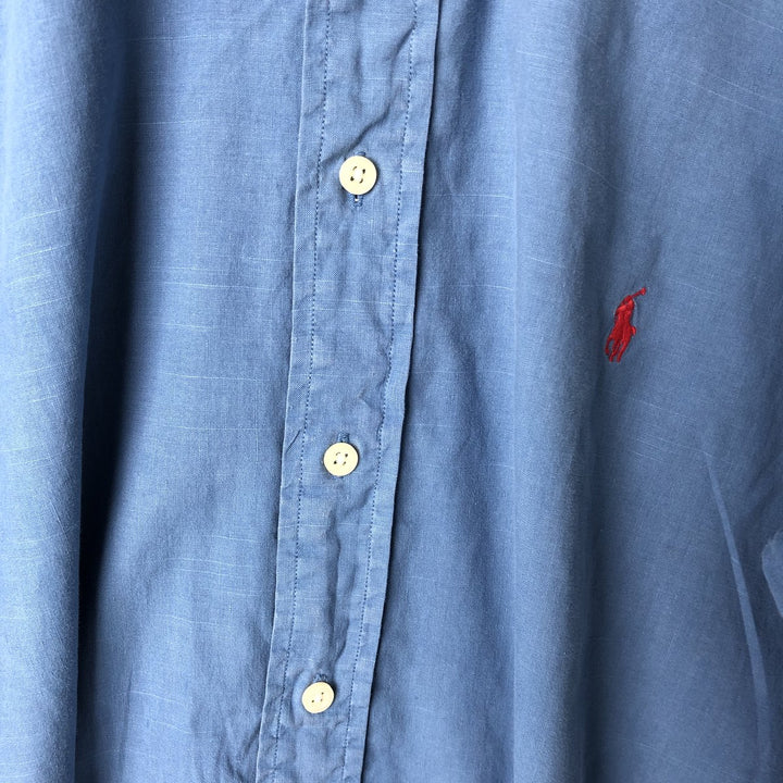 Ralph Lauren Classic Fit Long Sleeve Linen Shirt, Men's XL linen blue type Vintage Second Hand