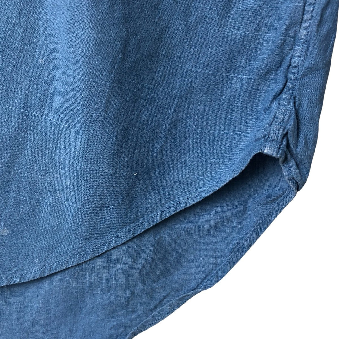Ralph Lauren Classic Fit Long Sleeve Linen Shirt, Men's XL linen blue type Vintage Second Hand