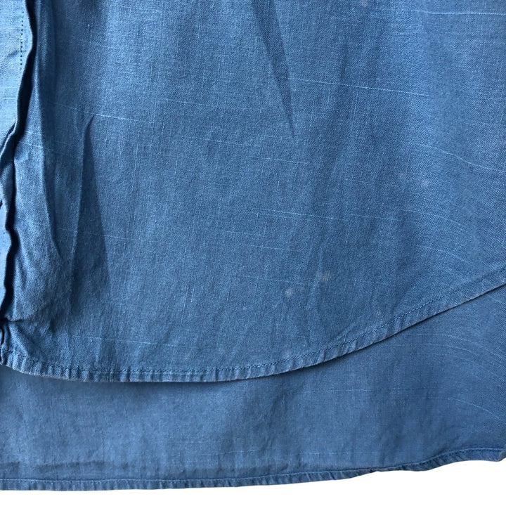 Ralph Lauren Classic Fit Long Sleeve Linen Shirt, Men's XL linen blue type Vintage Second Hand