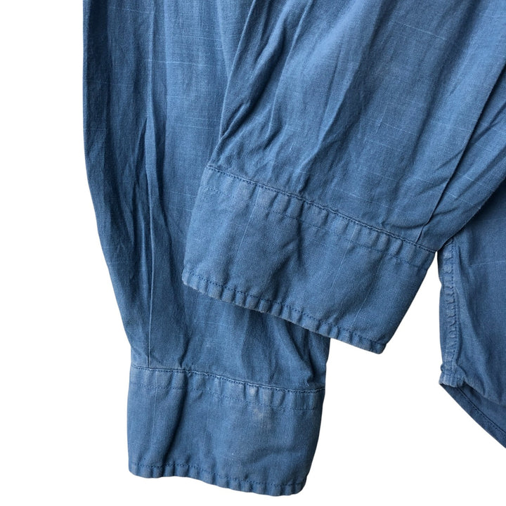 Ralph Lauren Classic Fit Long Sleeve Linen Shirt, Men's XL linen blue type Vintage Second Hand