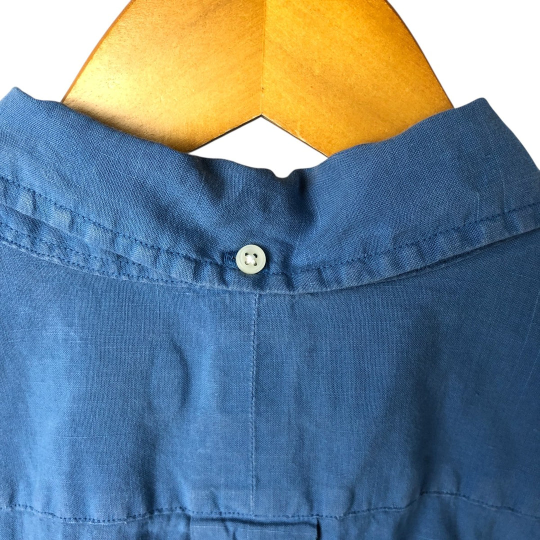 Ralph Lauren Classic Fit Long Sleeve Linen Shirt, Men's XL linen blue type Vintage Second Hand