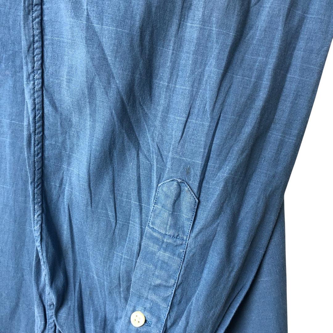 Ralph Lauren Classic Fit Long Sleeve Linen Shirt, Men's XL linen blue type Vintage Second Hand