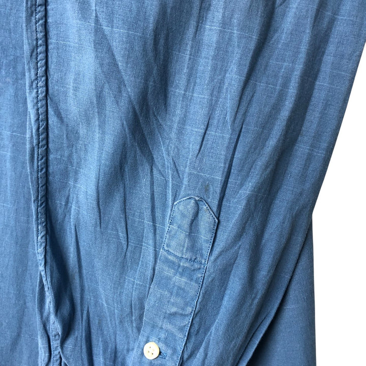 Ralph Lauren Classic Fit Long Sleeve Linen Shirt, Men's XL linen blue type Vintage Second Hand
