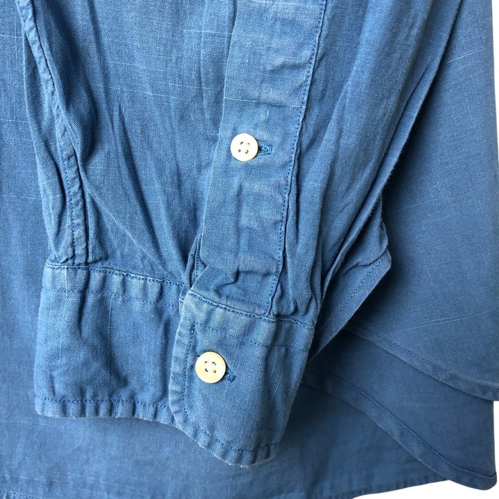 Ralph Lauren Classic Fit Long Sleeve Linen Shirt, Men's XL linen blue type Vintage Second Hand