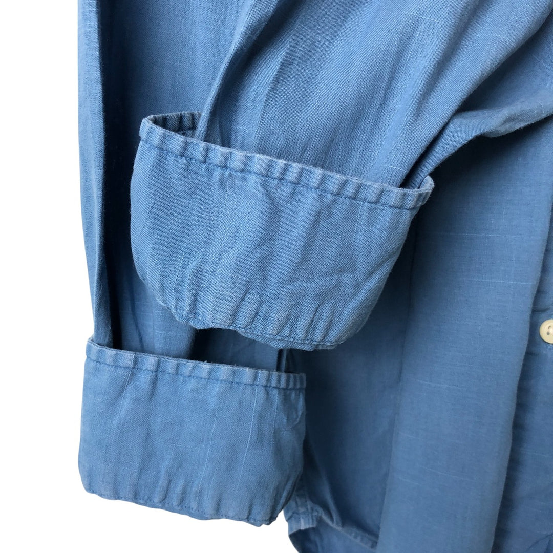 Ralph Lauren Classic Fit Long Sleeve Linen Shirt, Men's XL linen blue type Vintage Second Hand