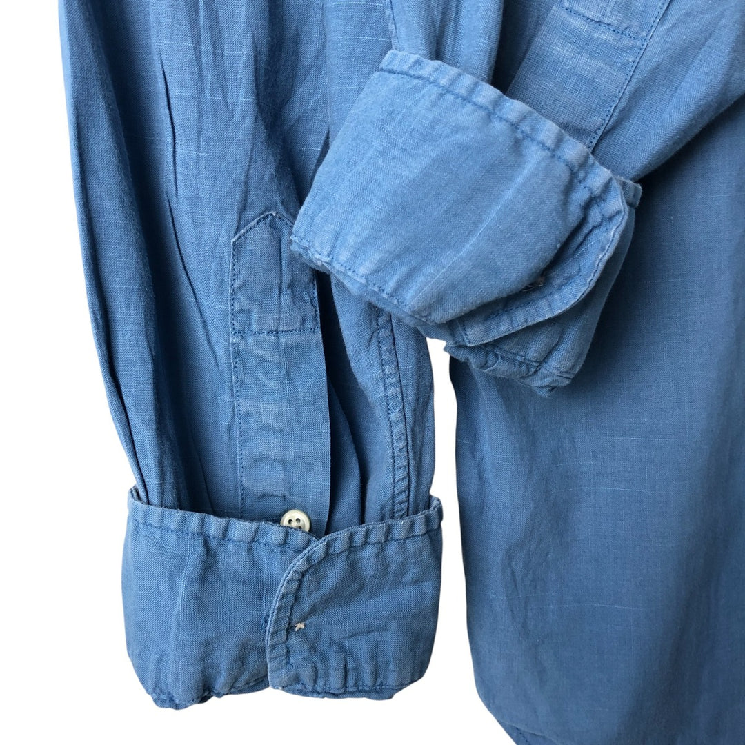Ralph Lauren Classic Fit Long Sleeve Linen Shirt, Men's XL linen blue type Vintage Second Hand