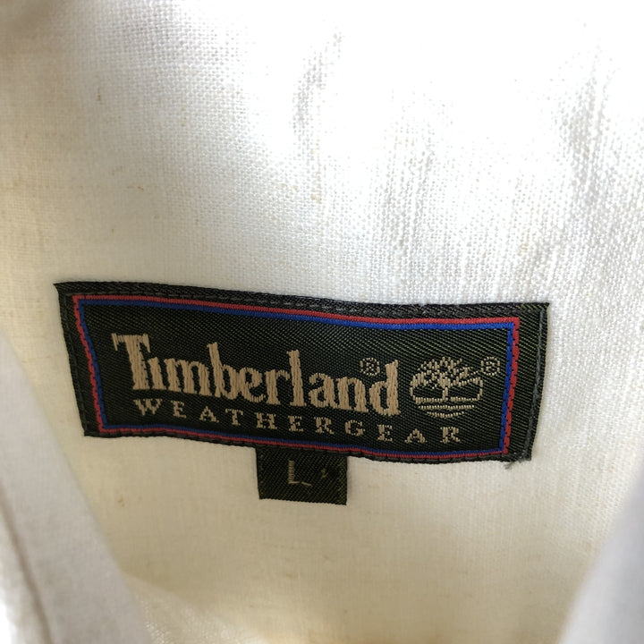 Timberland Long Sleeve Linen x Cotton Shirt, Men's Size L linen ivory Vintage Second Hand