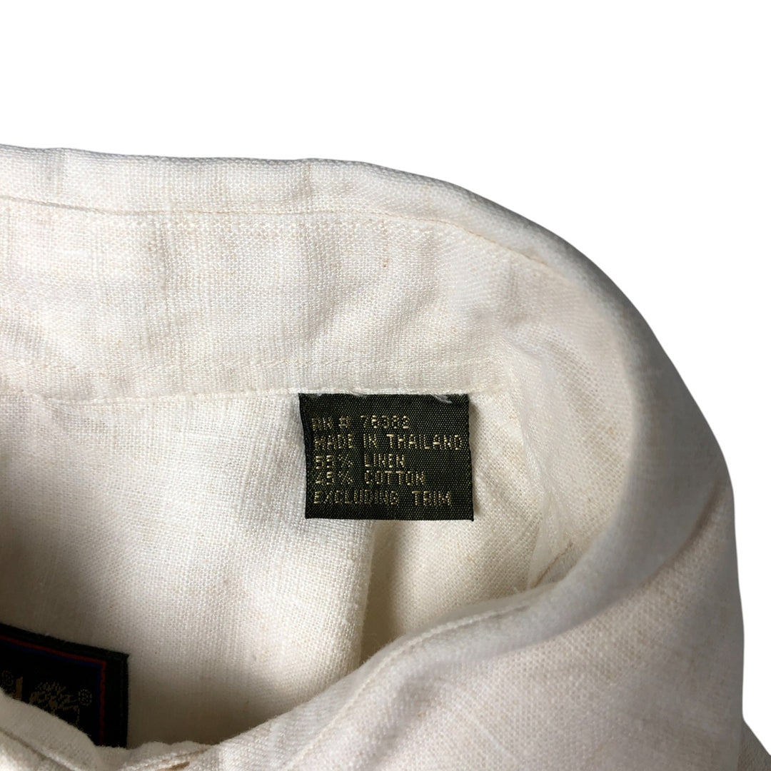 Timberland Long Sleeve Linen x Cotton Shirt, Men's Size L linen ivory Vintage Second Hand