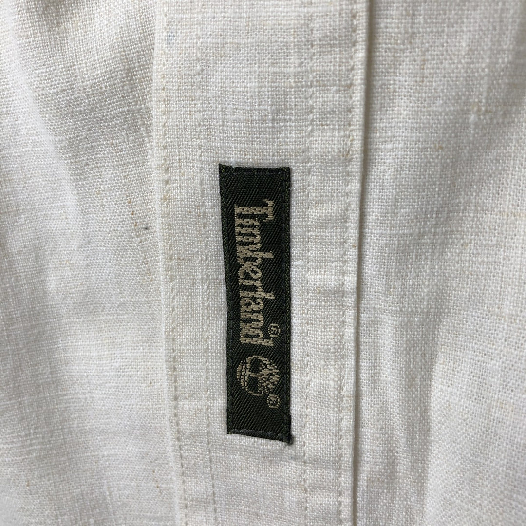 Timberland Long Sleeve Linen x Cotton Shirt, Men's Size L linen ivory Vintage Second Hand