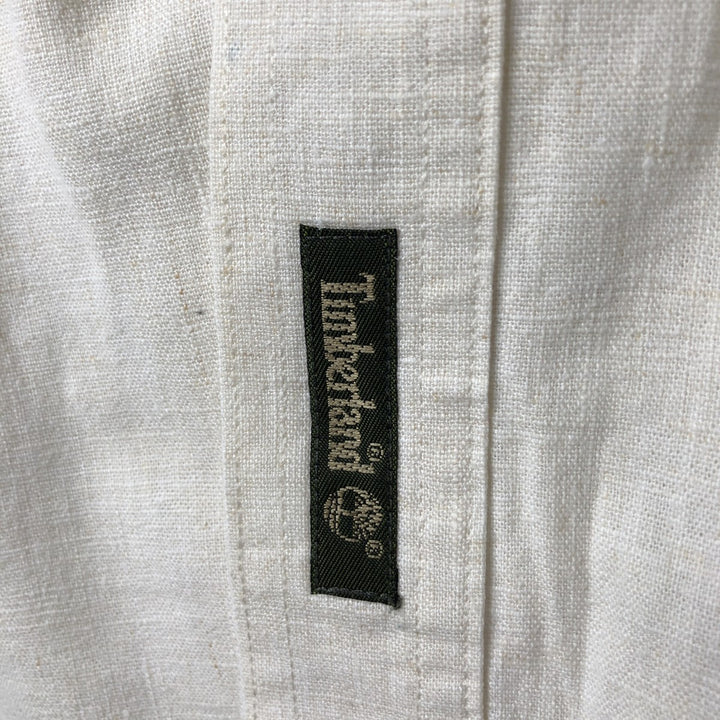 Timberland Long Sleeve Linen x Cotton Shirt, Men's Size L linen ivory Vintage Second Hand