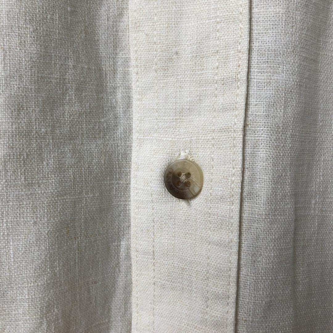 Timberland Long Sleeve Linen x Cotton Shirt, Men's Size L linen ivory Vintage Second Hand