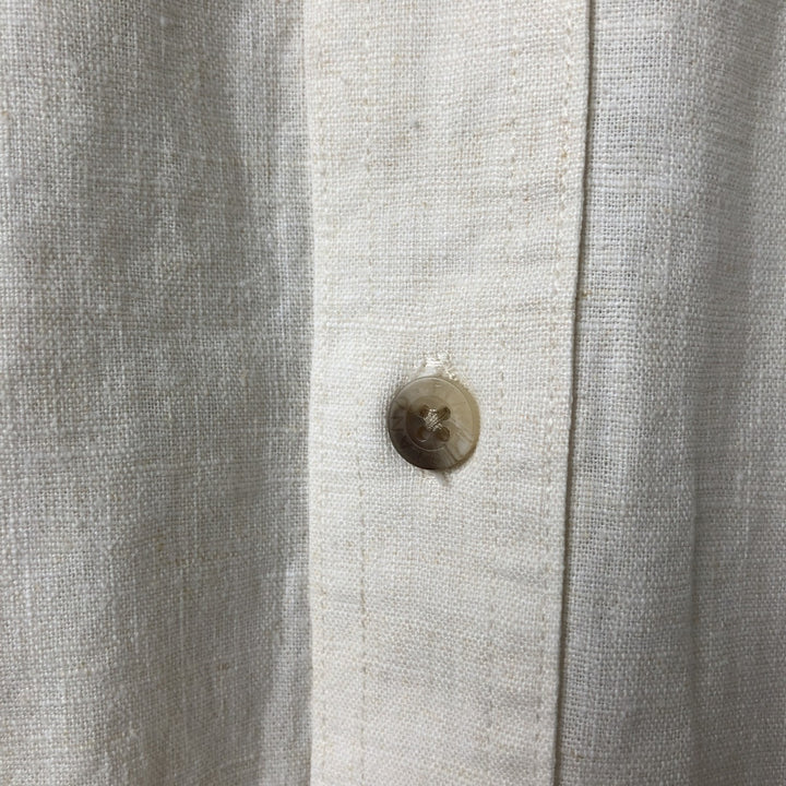 Timberland Long Sleeve Linen x Cotton Shirt, Men's Size L linen ivory Vintage Second Hand