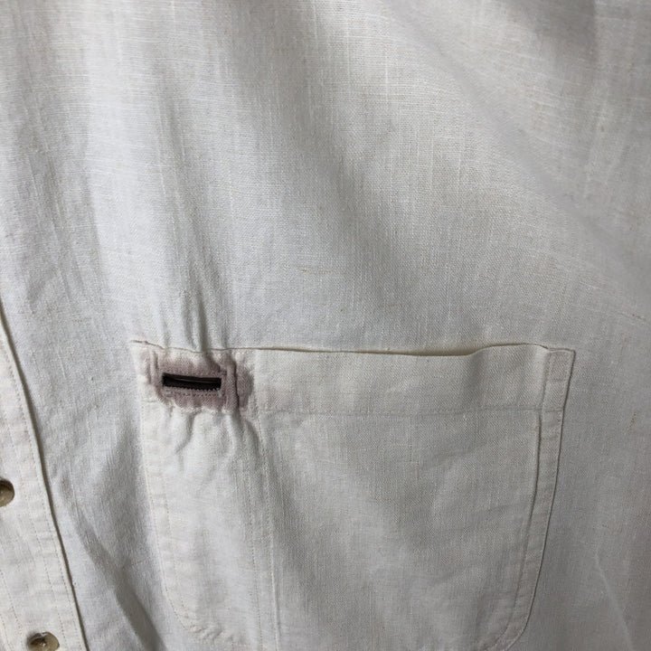 Timberland Long Sleeve Linen x Cotton Shirt, Men's Size L linen ivory Vintage Second Hand