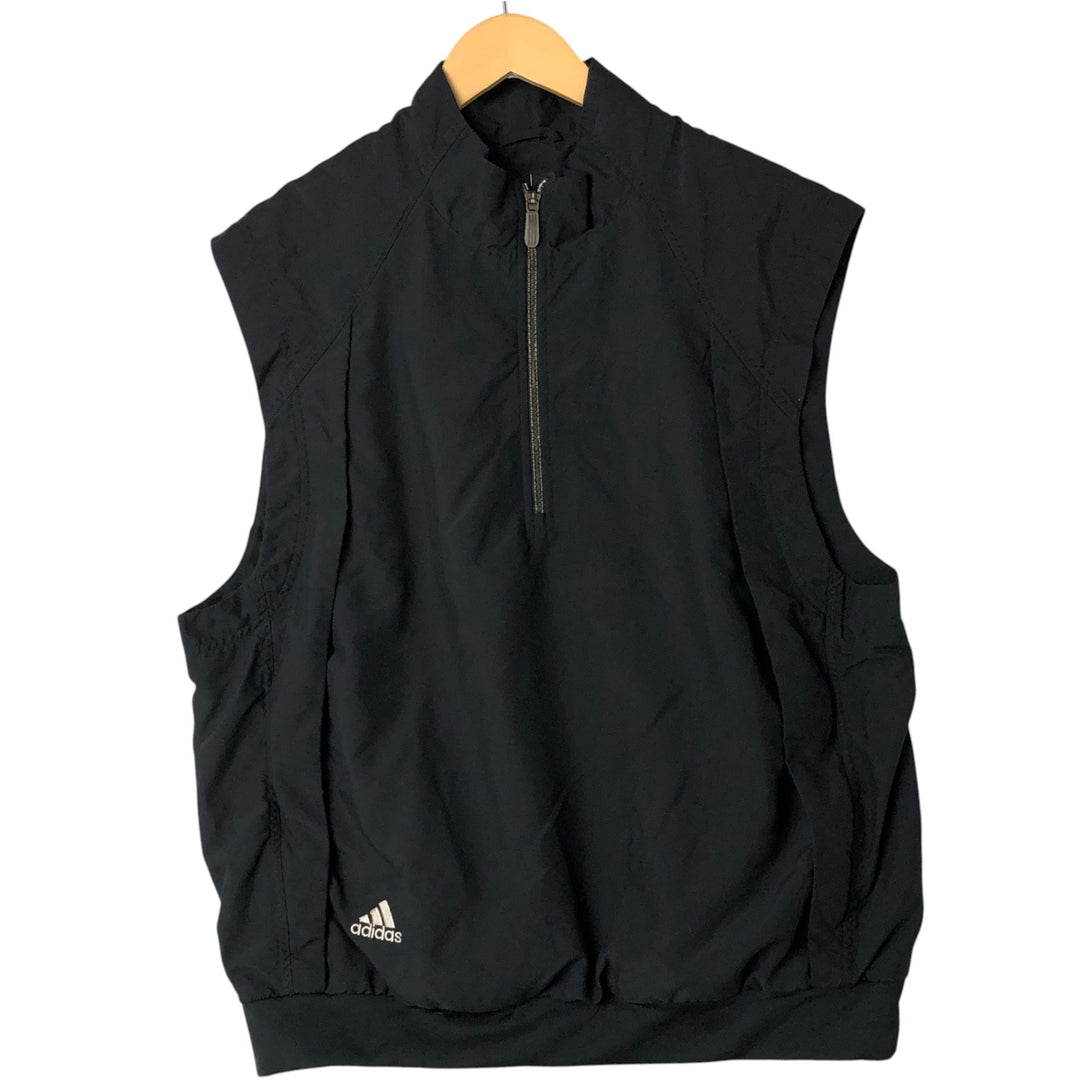 00'S Adidas Half Zip Warm Up Vest Men's L Size polyester black type Vintage Second Hand