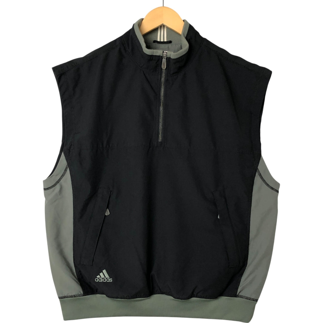 00'S adidas CLIMASHELL WIND half zip warm-up vest men's size L polyester black type Vintage Second Hand