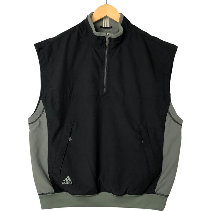 00'S adidas CLIMASHELL WIND half zip warm-up vest men's size L polyester black type Vintage Second Hand
