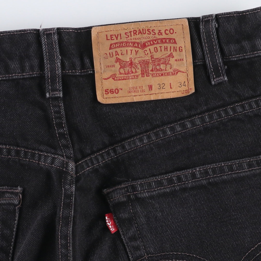90'S Levi's 560-0260 Black Denim Tapered Denim Pants Men's W31 Vintage cotton black type Vintage Second Hand