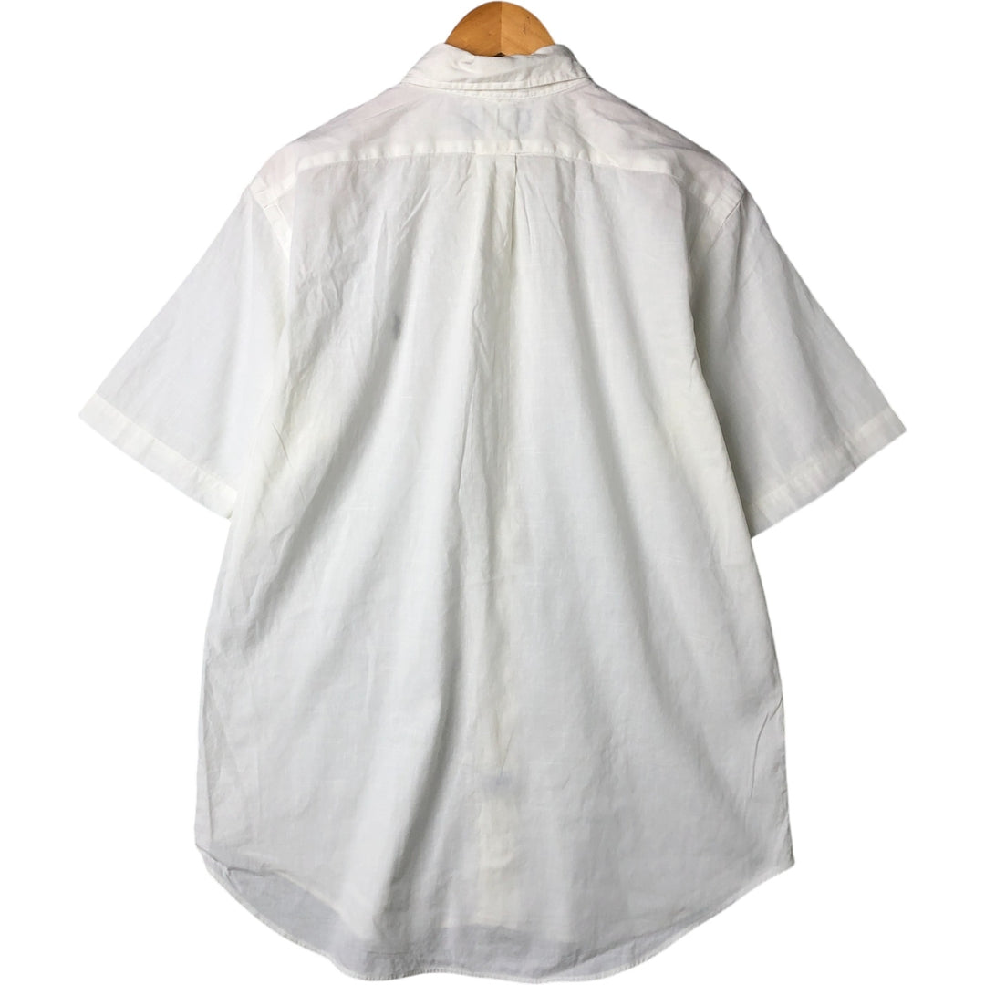 Ralph Lauren short sleeve linen button down shirt, men's size M linen white type Vintage Second Hand