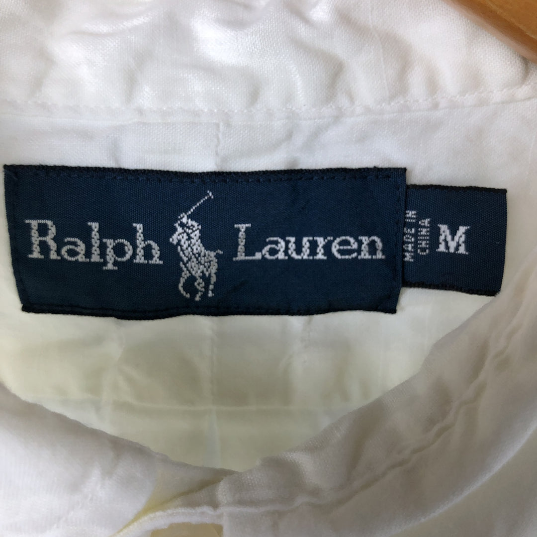 Ralph Lauren short sleeve linen button down shirt, men's size M linen white type Vintage Second Hand
