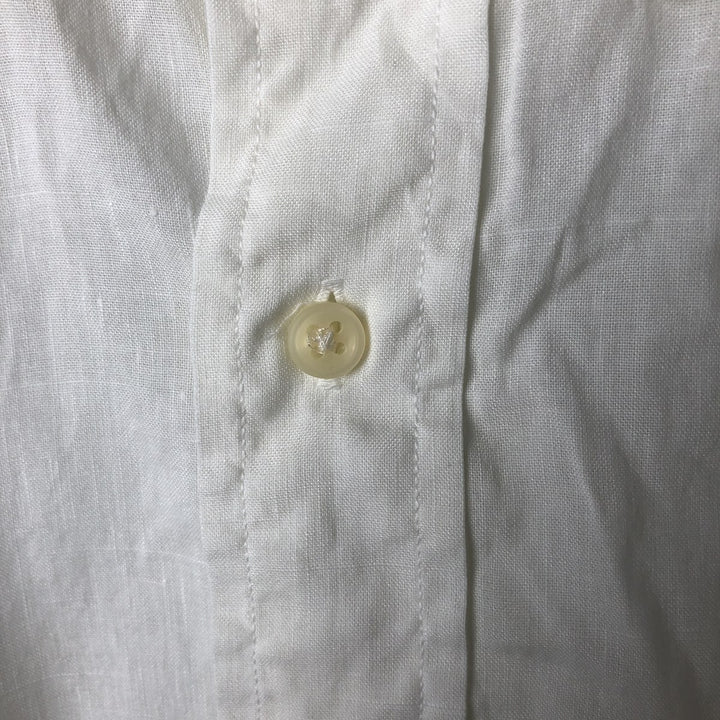 Ralph Lauren short sleeve linen button down shirt, men's size M linen white type Vintage Second Hand