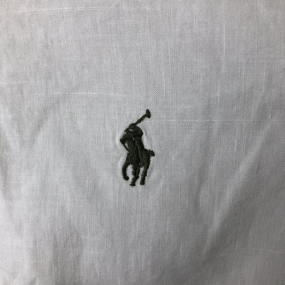 Ralph Lauren short sleeve linen button down shirt, men's size M linen white type Vintage Second Hand