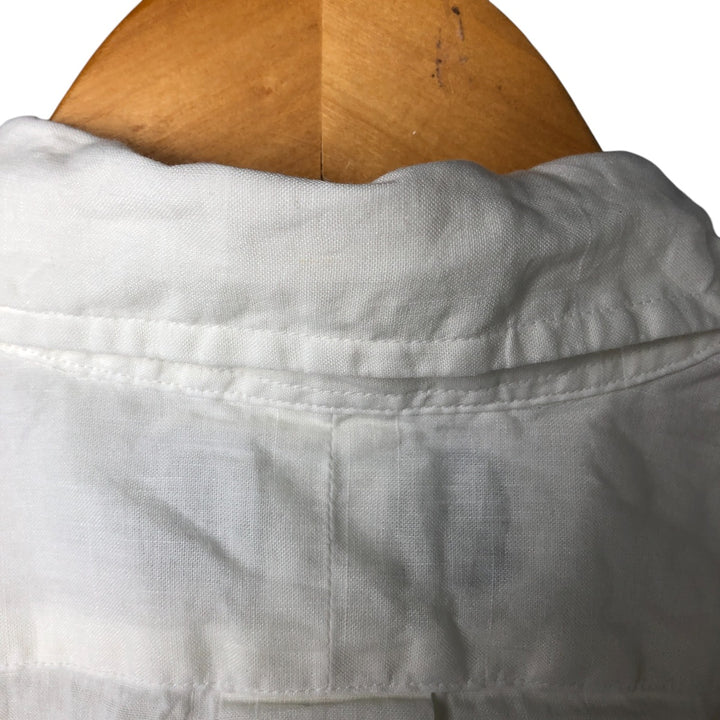 Ralph Lauren short sleeve linen button down shirt, men's size M linen white type Vintage Second Hand