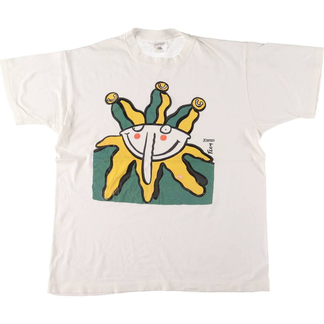 90'S Fruit of the Loom Art T-shirt Made in Canada Men's XL Vintage cotton white type Vintage Second Hand