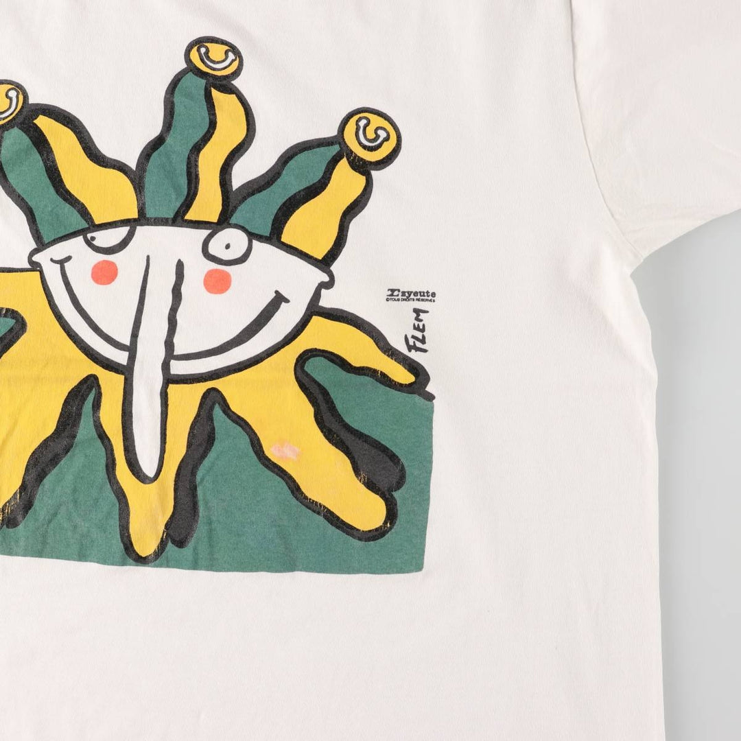 90'S Fruit of the Loom Art T-shirt Made in Canada Men's XL Vintage cotton white type Vintage Second Hand