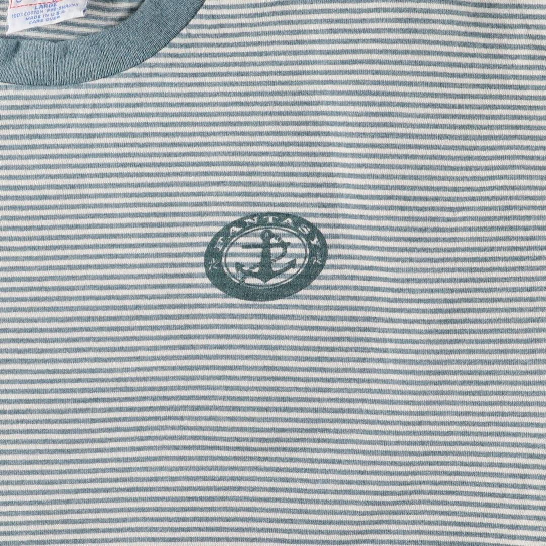 90'S PREMIER SPORTSWEAR Striped T-shirt, Made in USA, Men's L size, Vintage cotton green type Vintage Second Hand