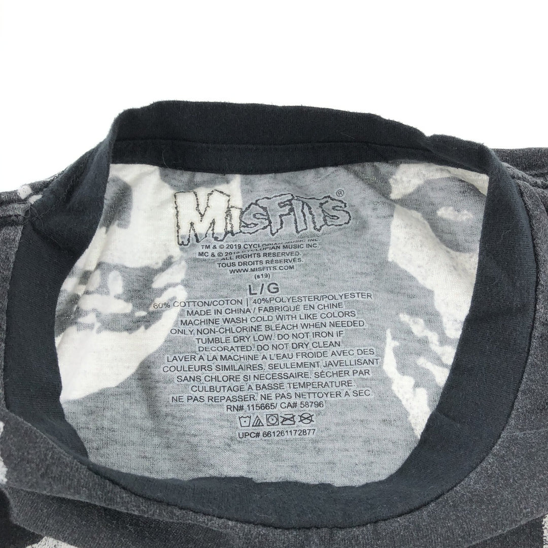 Misfits All-Over Print Band T-Shirt, Men's L Size cotton black type Vintage Second Hand