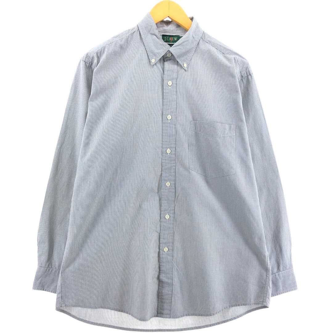 90'S J.Crew Vintage Long Sleeve Button-Down Check Shirt, Men's Medium cotton gray type Vintage Second Hand