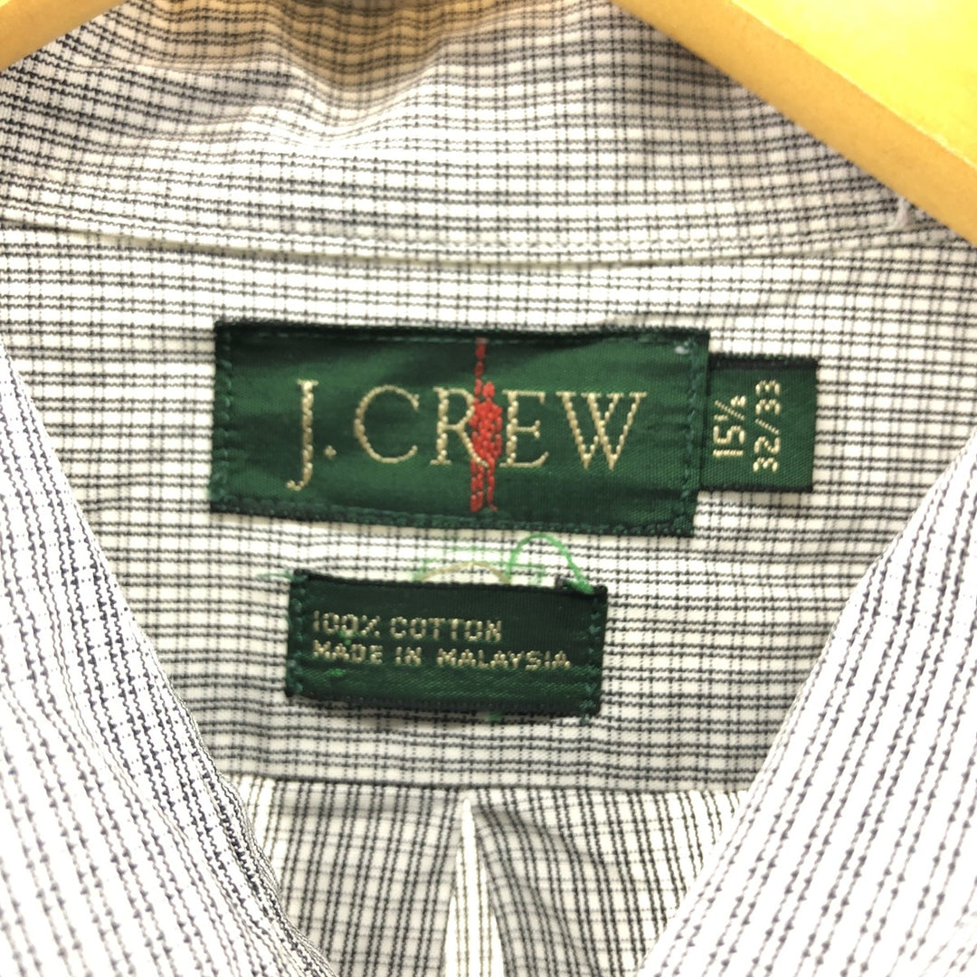 90'S J.Crew Vintage Long Sleeve Button-Down Check Shirt, Men's Medium cotton gray type Vintage Second Hand