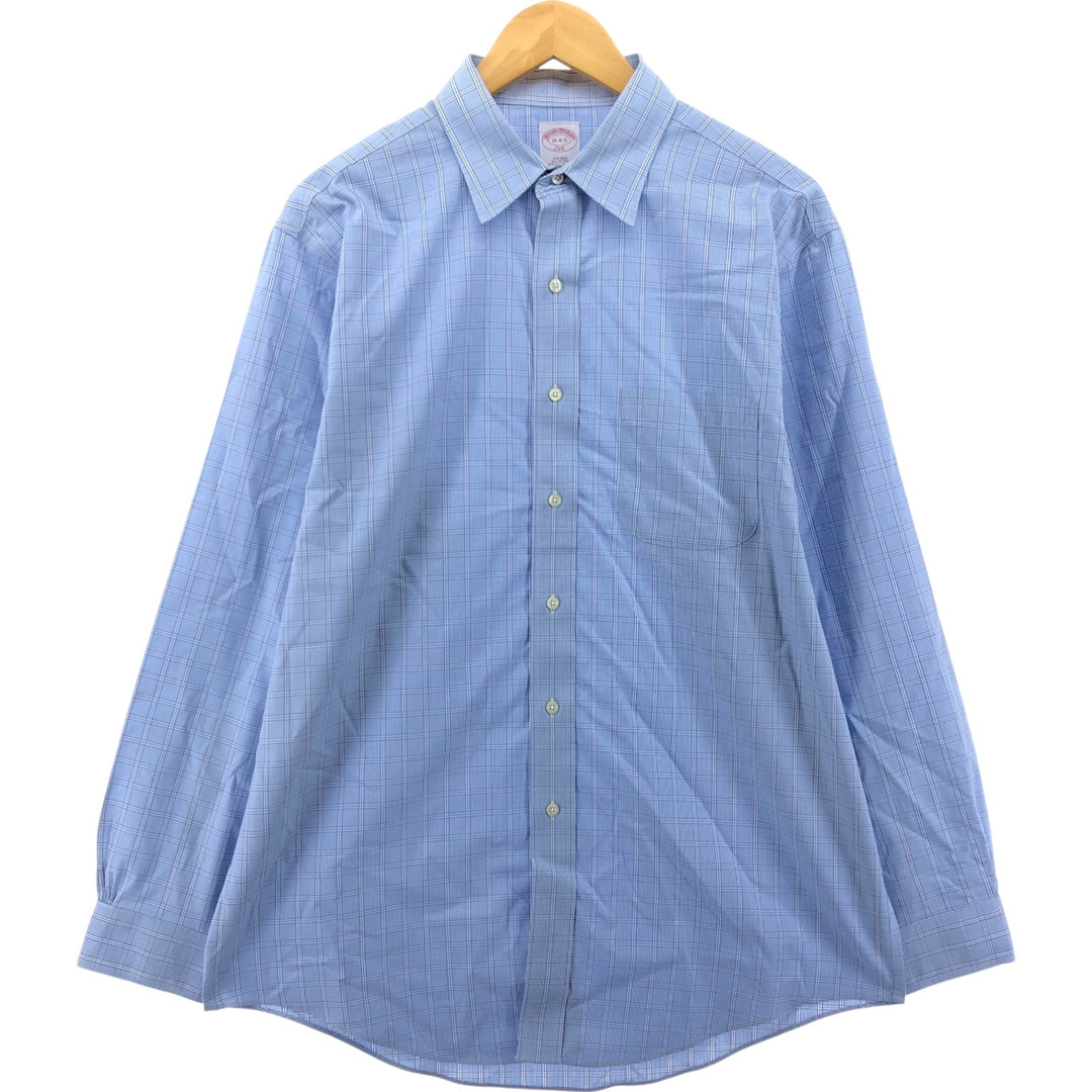 Brooks Brothers 346 Long Sleeve Cotton Check Shirt, Men's Size L cotton blue type Vintage Second Hand