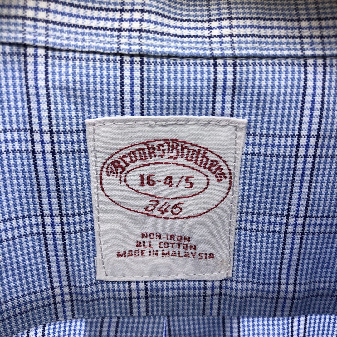 Brooks Brothers 346 Long Sleeve Cotton Check Shirt, Men's Size L cotton blue type Vintage Second Hand
