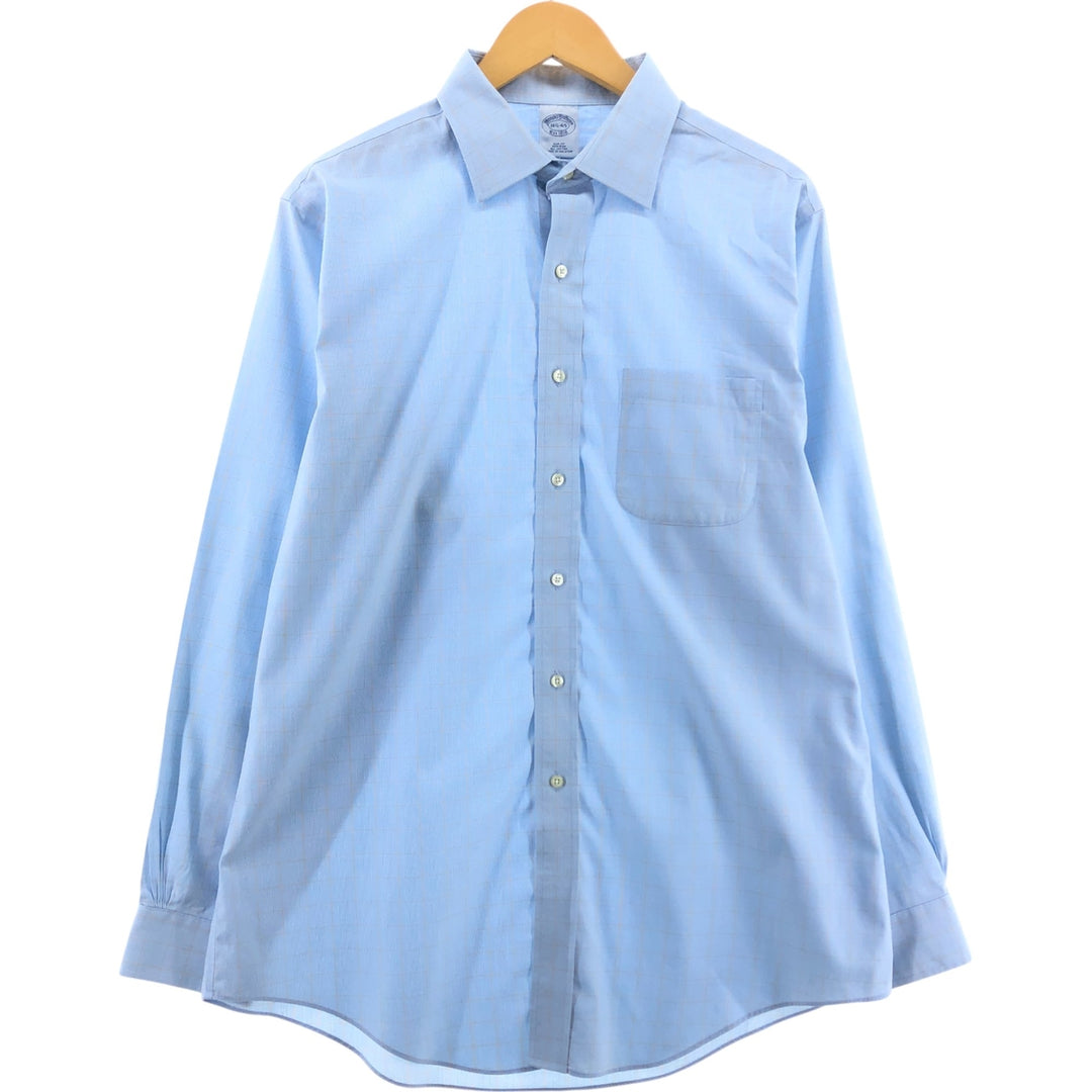 Brooks Brothers Est.1818 Wide Collar Long Sleeve Cotton Check Shirt Men's Size L cotton Blue type light blue Vintage Second Hand