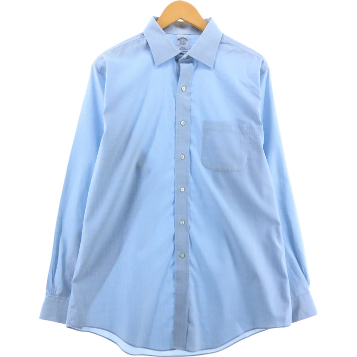 Brooks Brothers Est.1818 Wide Collar Long Sleeve Cotton Check Shirt Men's Size L cotton Blue type light blue Vintage Second Hand