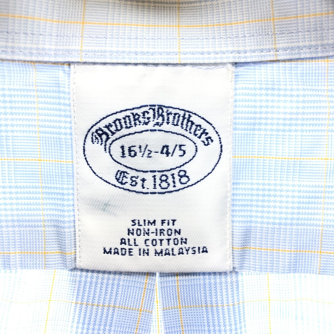 Brooks Brothers Est.1818 Wide Collar Long Sleeve Cotton Check Shirt Men's Size L cotton Blue type light blue Vintage Second Hand