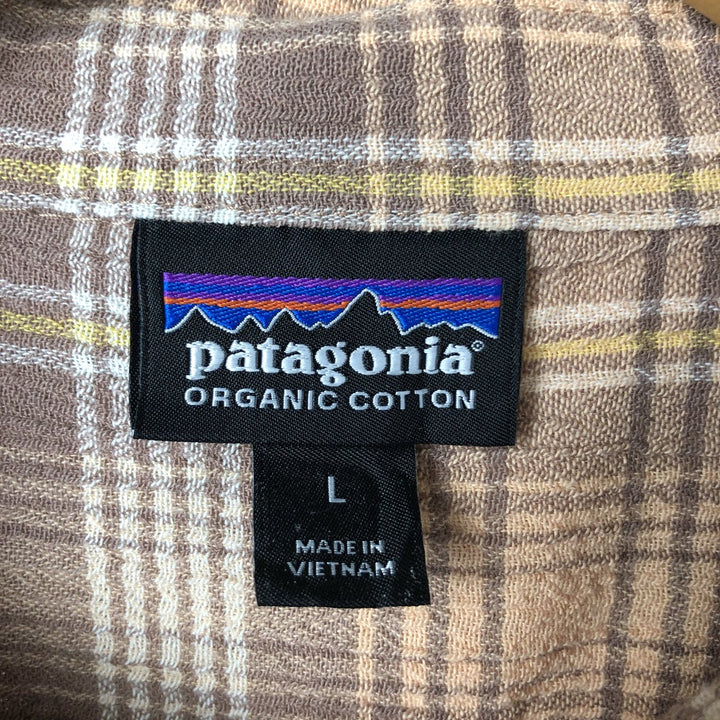 Patagonia 52921 Short Sleeve Cotton Check Shirt, Box Shirt, Men's Size L Organic cotton brown type Vintage Second Hand