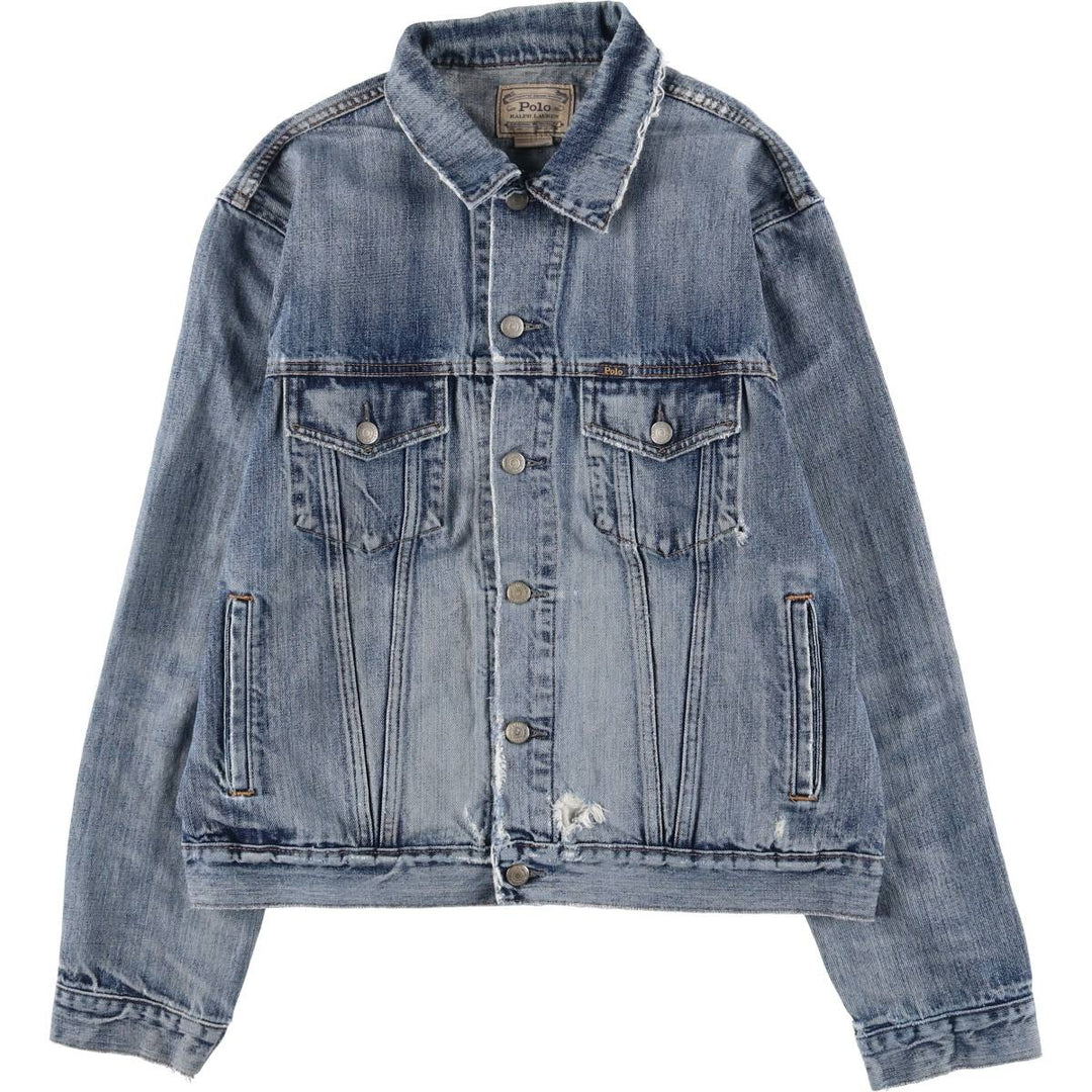 Ralph Lauren POLO RALPH LAUREN denim jacket G-jacket men's size L cotton Blue type light blue Vintage Second Hand